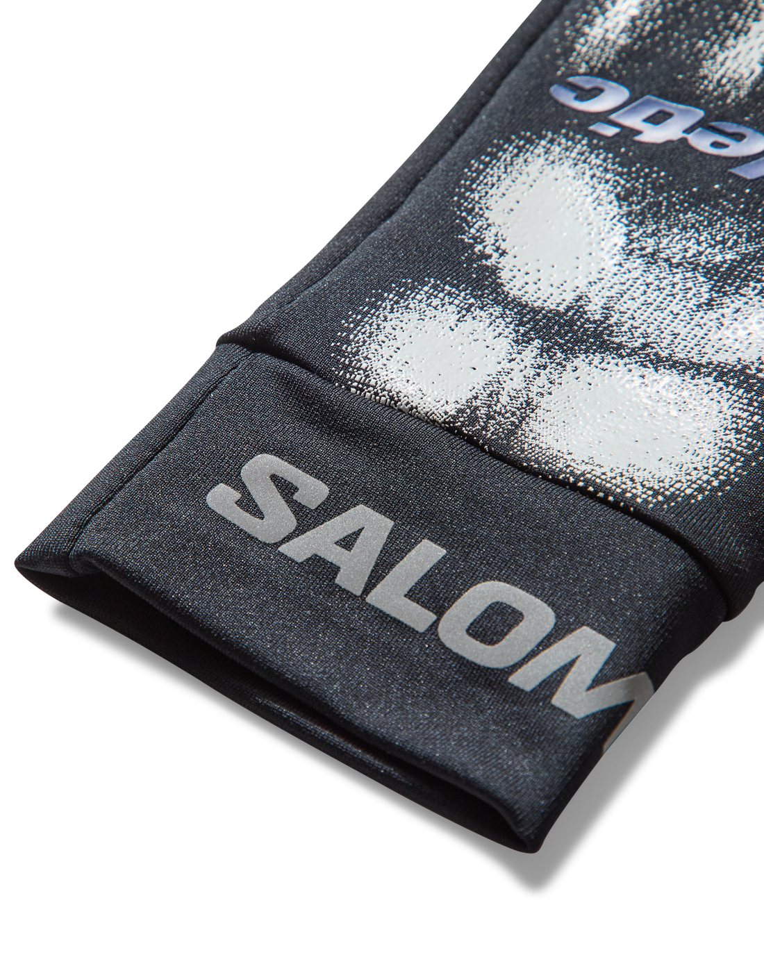 Salomon x Mental Athletic BURNT KNUCKLES trail running gloves, close-up of collaborative design and durable fabric texture