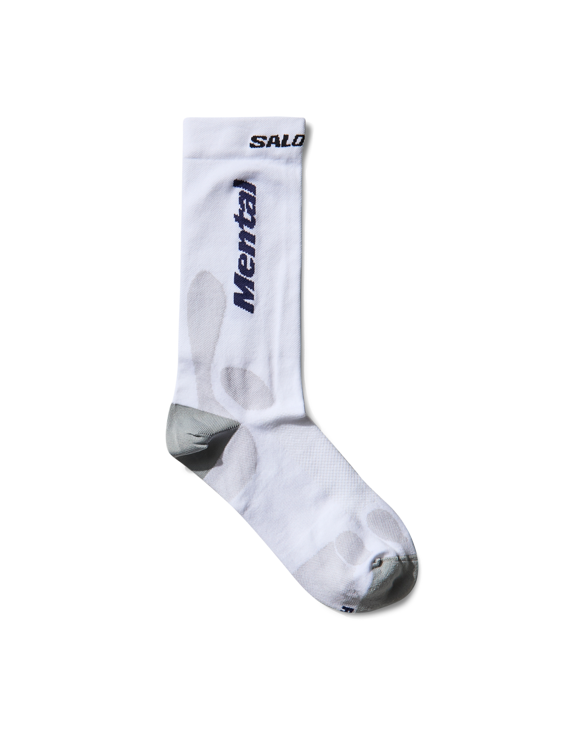 CREW SOCKS MENTAL ATHLETIC white trail running sock with black logo, lightweight and breathable for peak performance