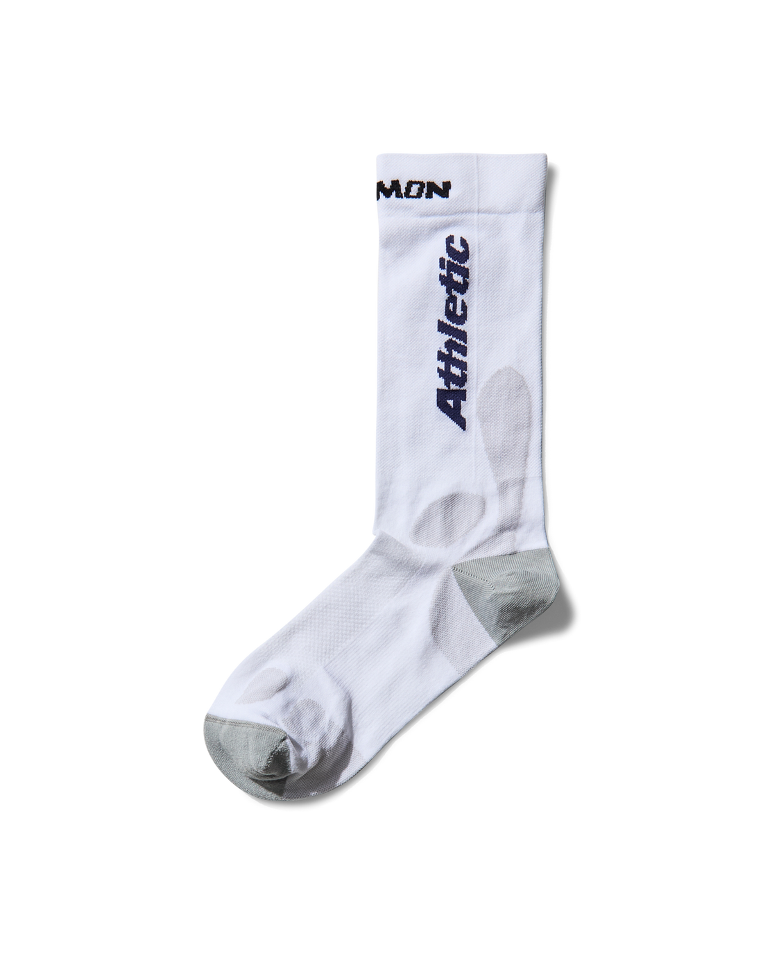 Pair of white Mental Athletic CREW SOCKS for trail running, ultra-lightweight with reinforced heel and toe for durability