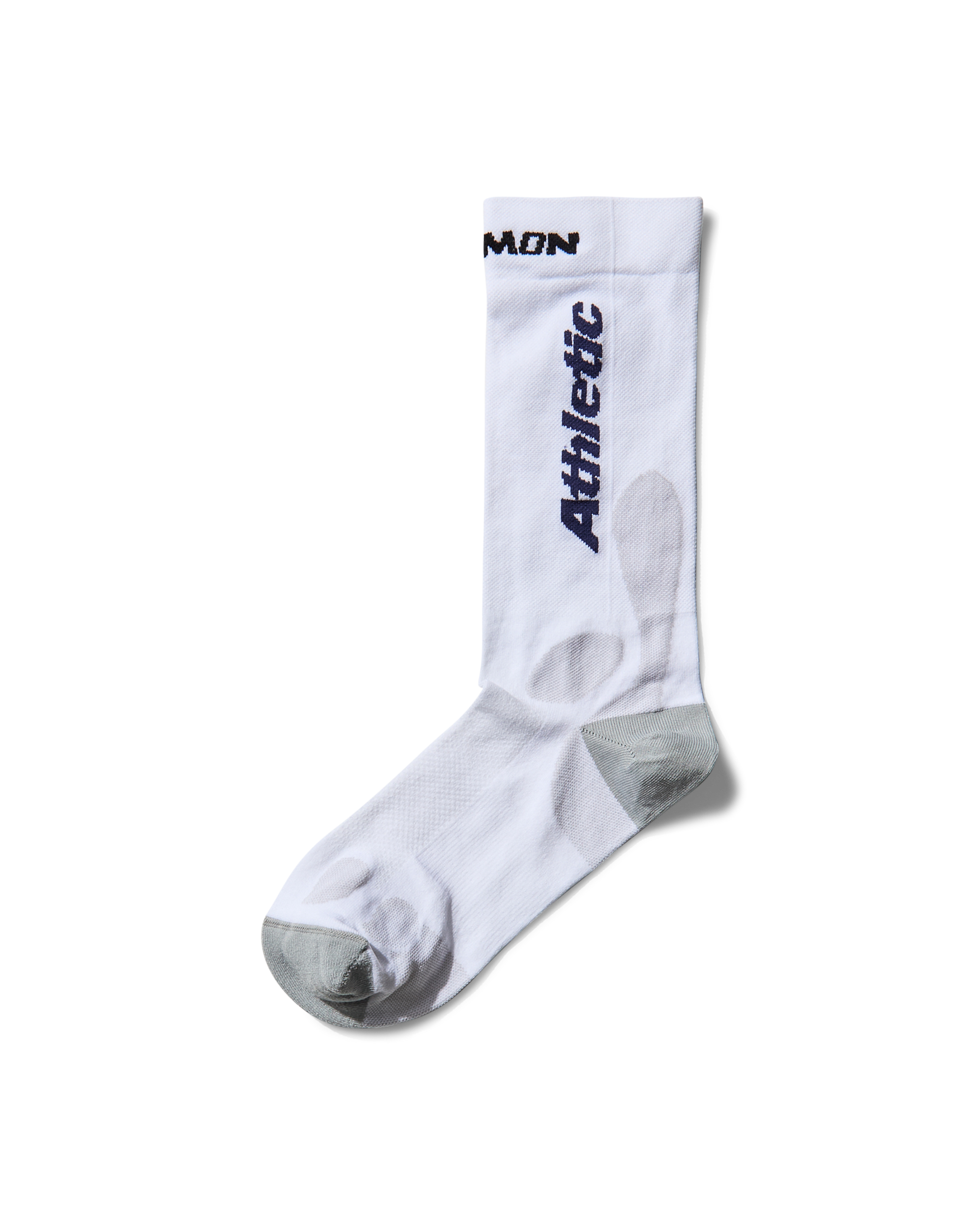Pair of white Mental Athletic CREW SOCKS for trail running, ultra-lightweight with reinforced heel and toe for durability