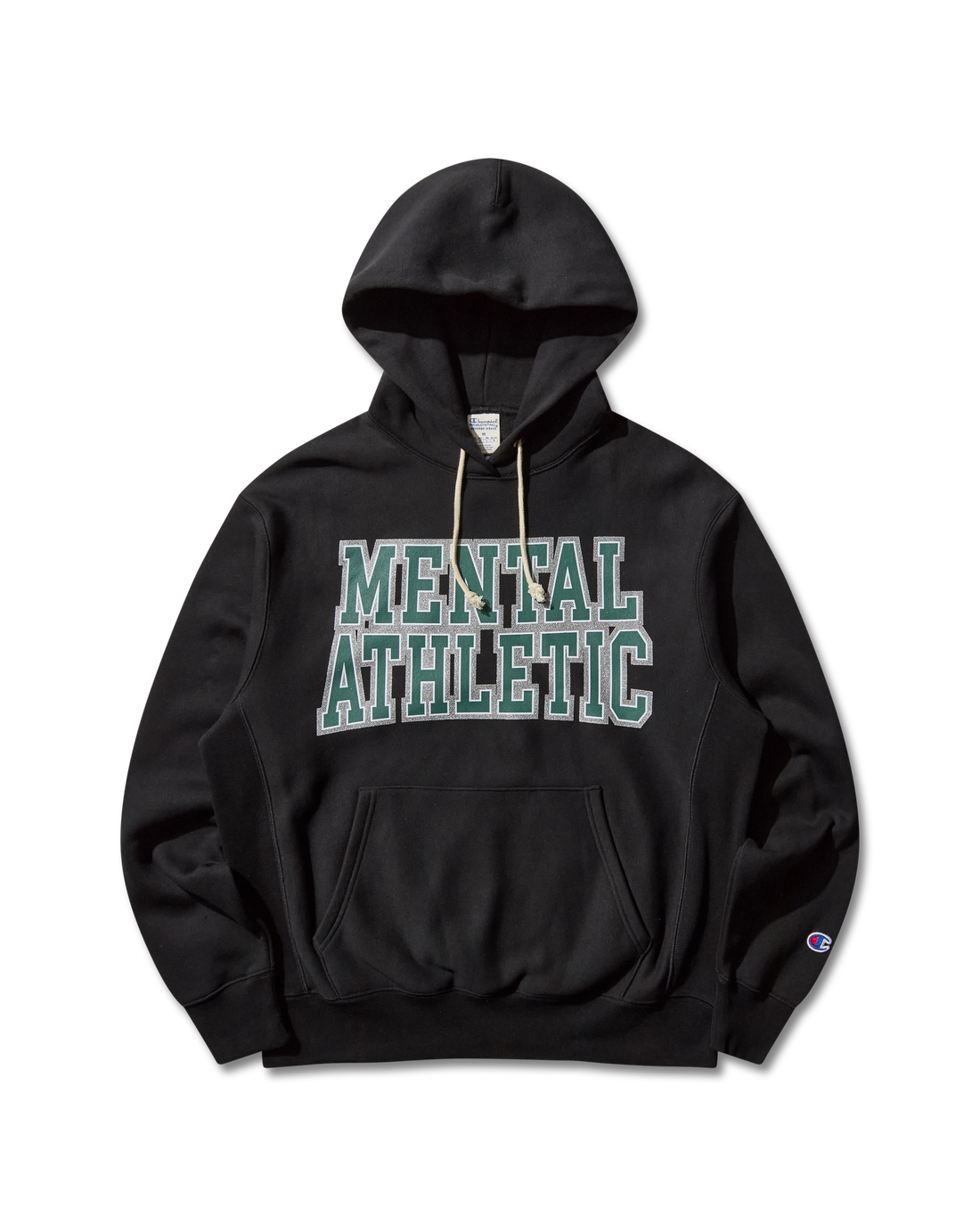Front view of Mental Athletic COLLEGE HOODIE, cotton performance hoodie styled for active lifestyle.