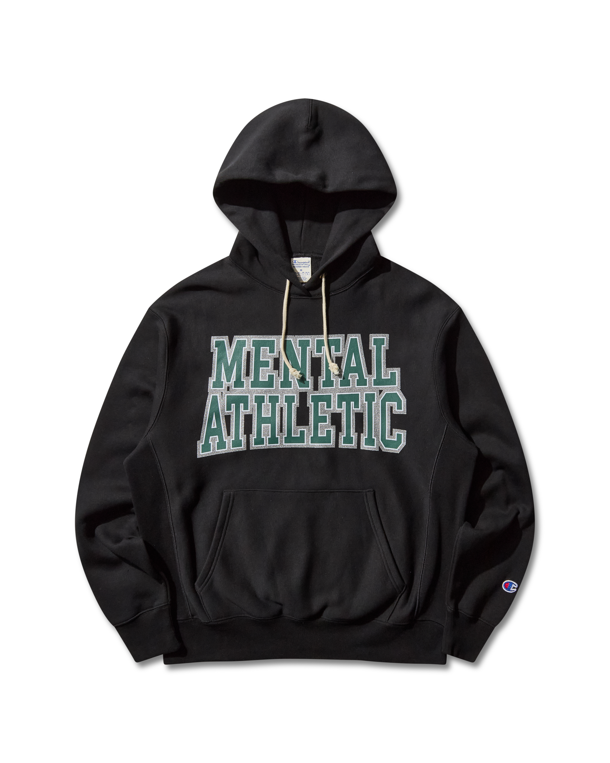 Front view of Mental Athletic COLLEGE HOODIE, cotton performance hoodie styled for active lifestyle.
