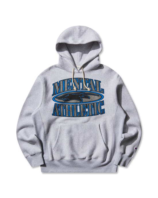 Front view of Mental Athletic WOLF HOODIE, cotton hoodie for training and streetwear style.