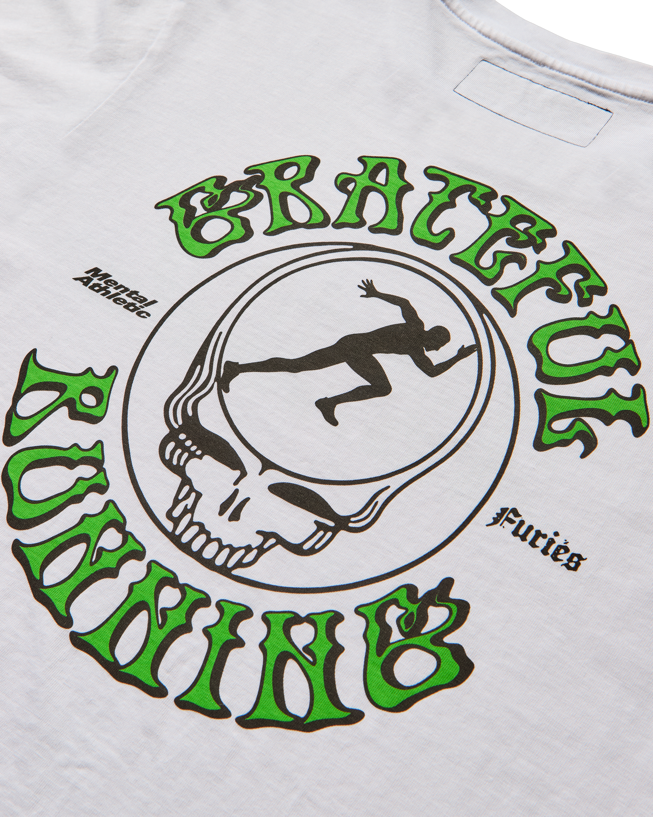 Back detail of the Mental Athletic and Furies tshirt .