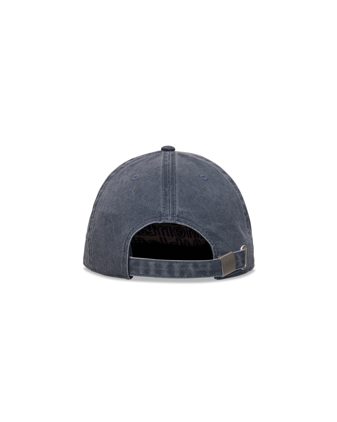 Mental Athletic washed blue cotton cap, back view with adjustable strap.