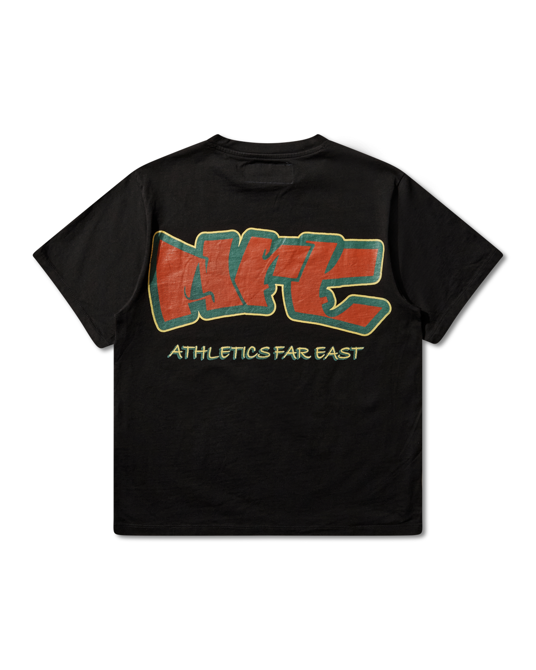 Mental Athletic x AFE black t-shirt with logo and “Athletics Far East” graphic, back view.