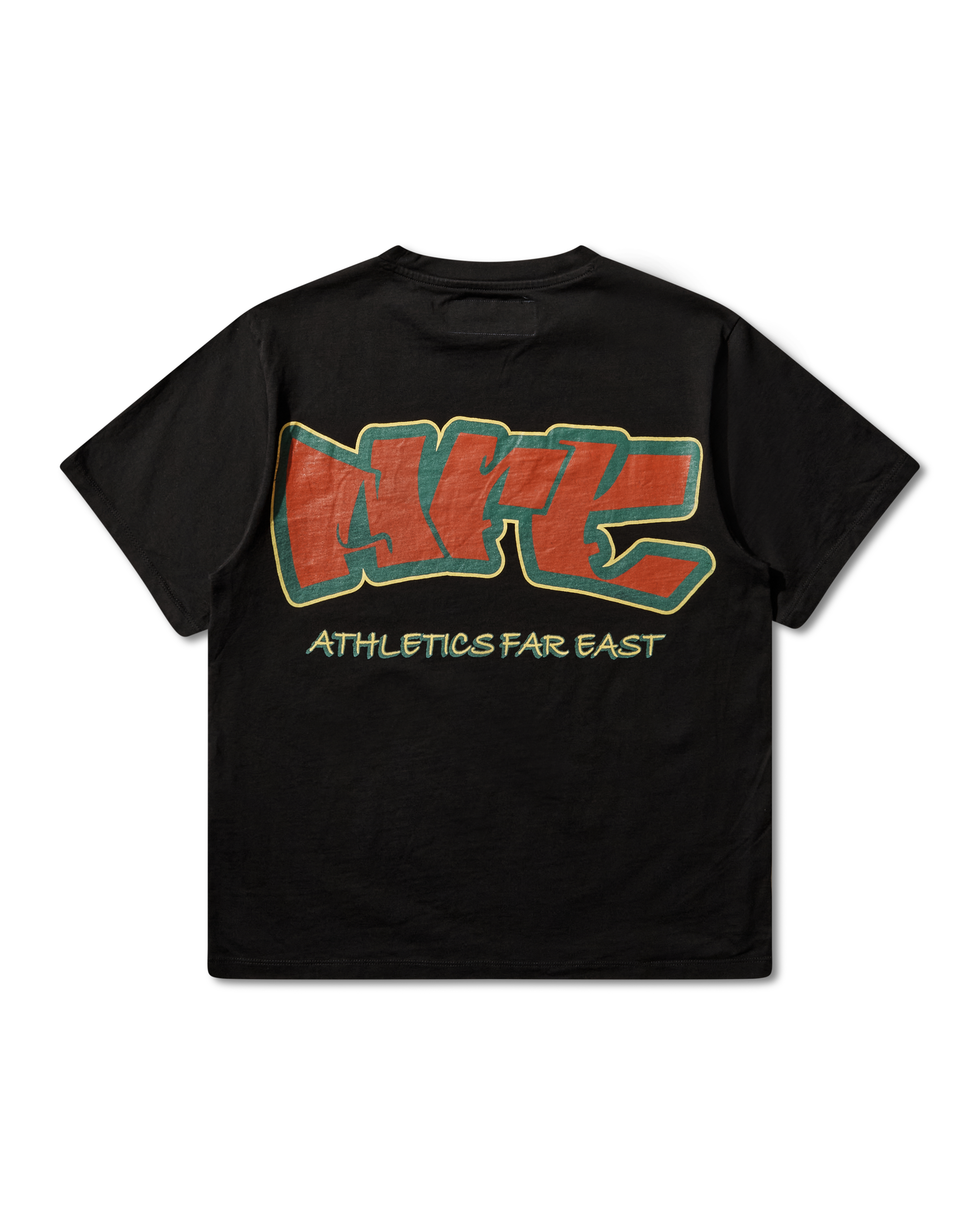 Mental Athletic x AFE black t-shirt with logo and “Athletics Far East” graphic, back view.